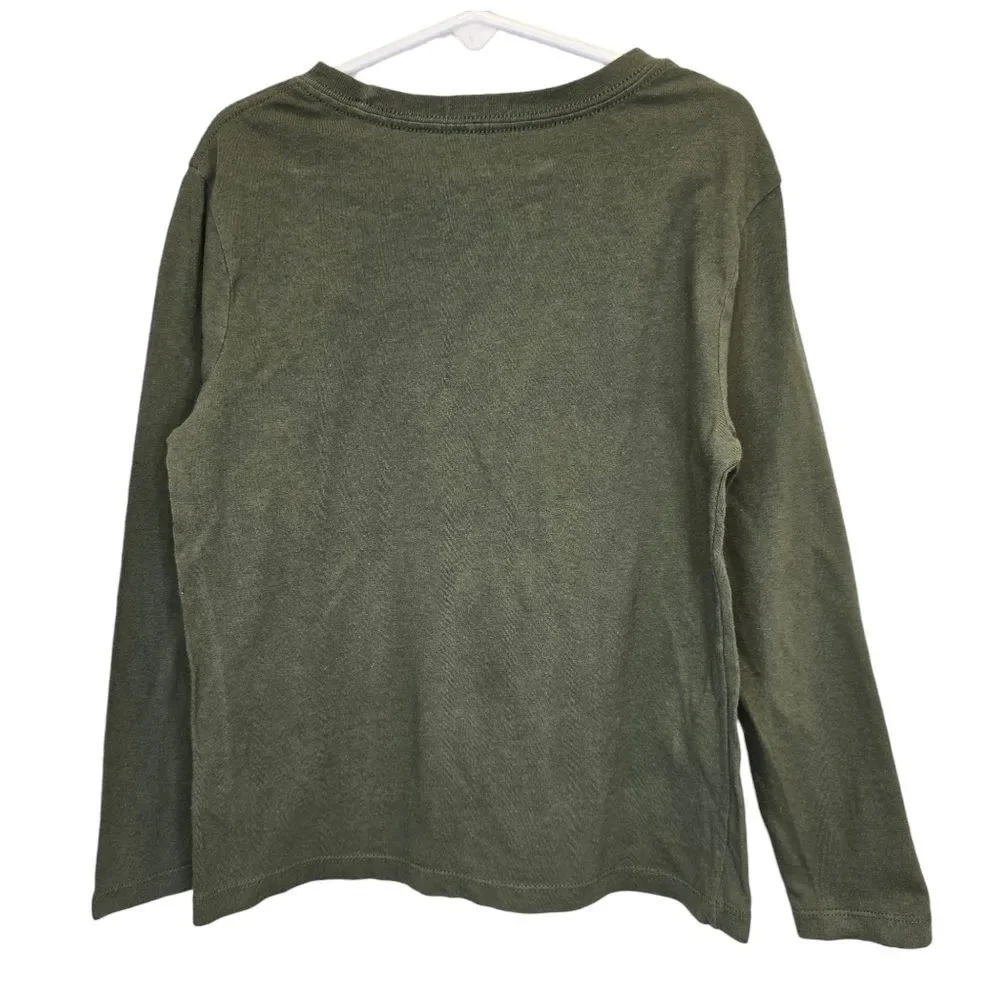 Old Navy Boys S (6-7) Notorious Biggie Graphic Crewneck Long Sleeve Shirt Olive